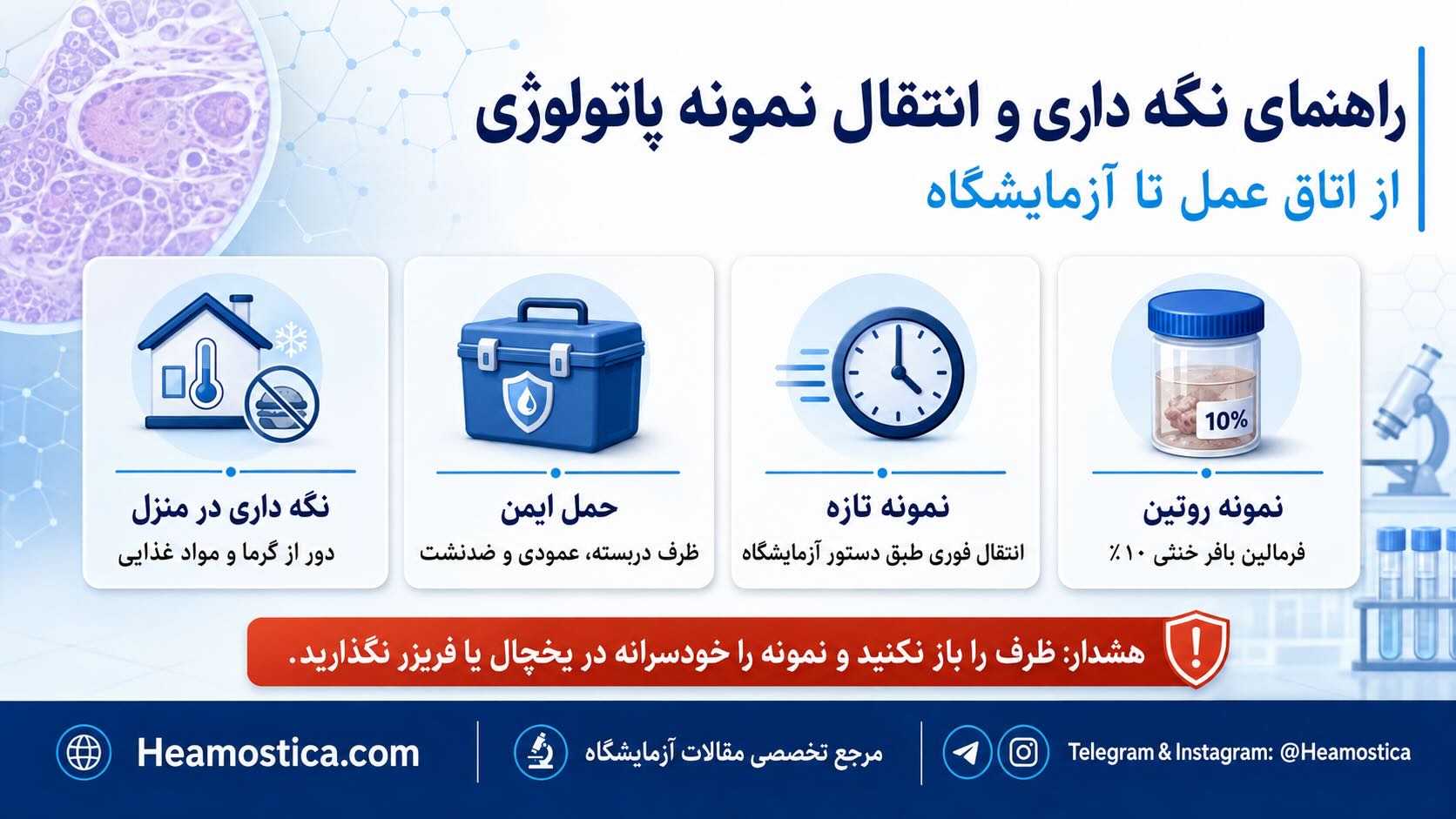 نكَه دارى وانتقال نمونه پاتولوژی
